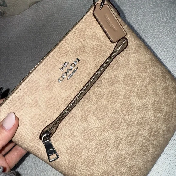 Coach Rowan File Bag in Signature Canvas Sand/Taupe with Silver Hardware - Picture 6 of 7